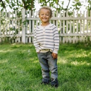 Mebie Baby Charcoal Stripe Button Down Knit Sweater 2 T NWT Cotton Cardigan